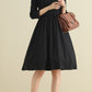 Vintage inspired little black linen dress women 2794