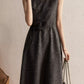 Gray sleeveless winter wool dress women 5277