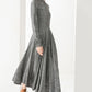 Spring Autumn Long Grey Linen Dress 3831