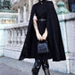 Winter black Wool Cape Coat 3373