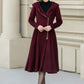 Burgundy winter wool coat with zipper closure 5345