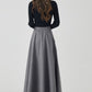 Gray a line long wool winter skirt 4529