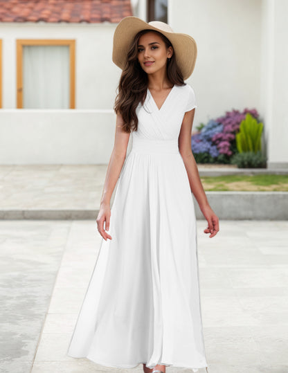 Elegant Chiffon Maxi Dress – Empire Waist Wedding Guest & Vacation Gown 2618-4