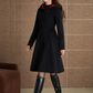 Black hooded winter wool coat  5363