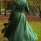 Retro green Long winter wool coat  3221