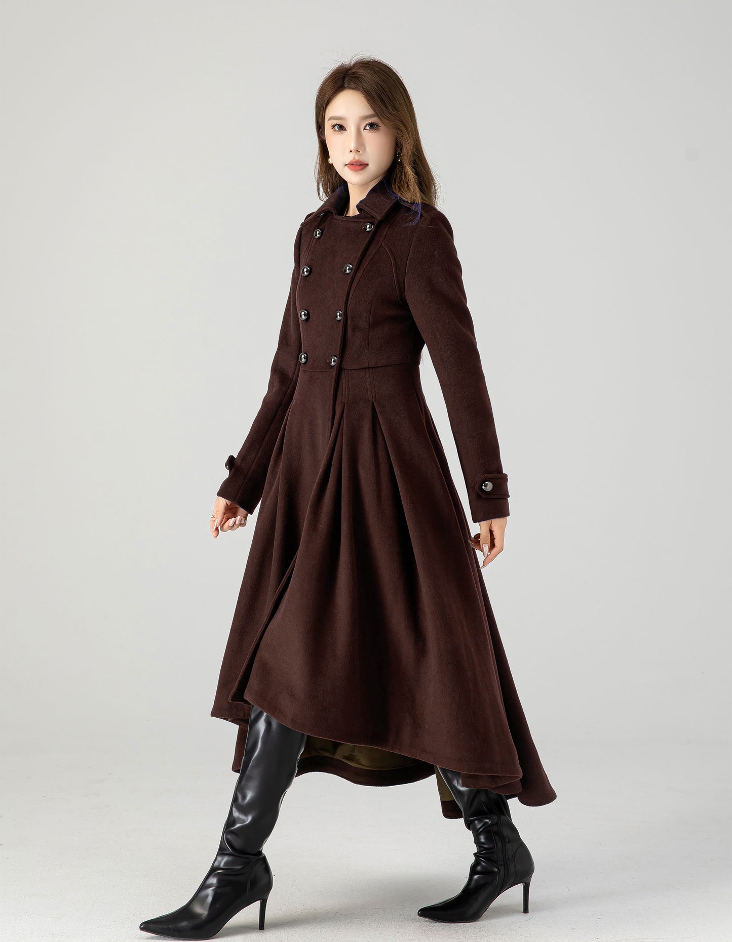 Vintage inspired long wool coat 6310