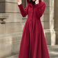 Long swing red winter wool coat women 6287