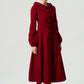 Burgundy long dress wool coat 1977#