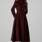 Burgundy A-Line Long Wool Coat 4511