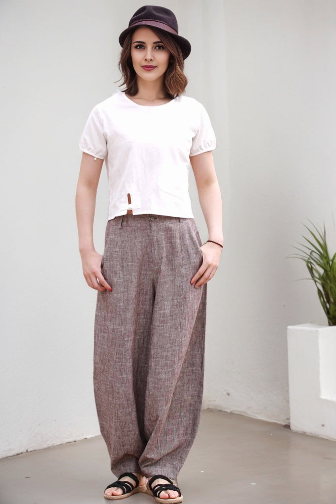 Womens Casual long linen pants 5911