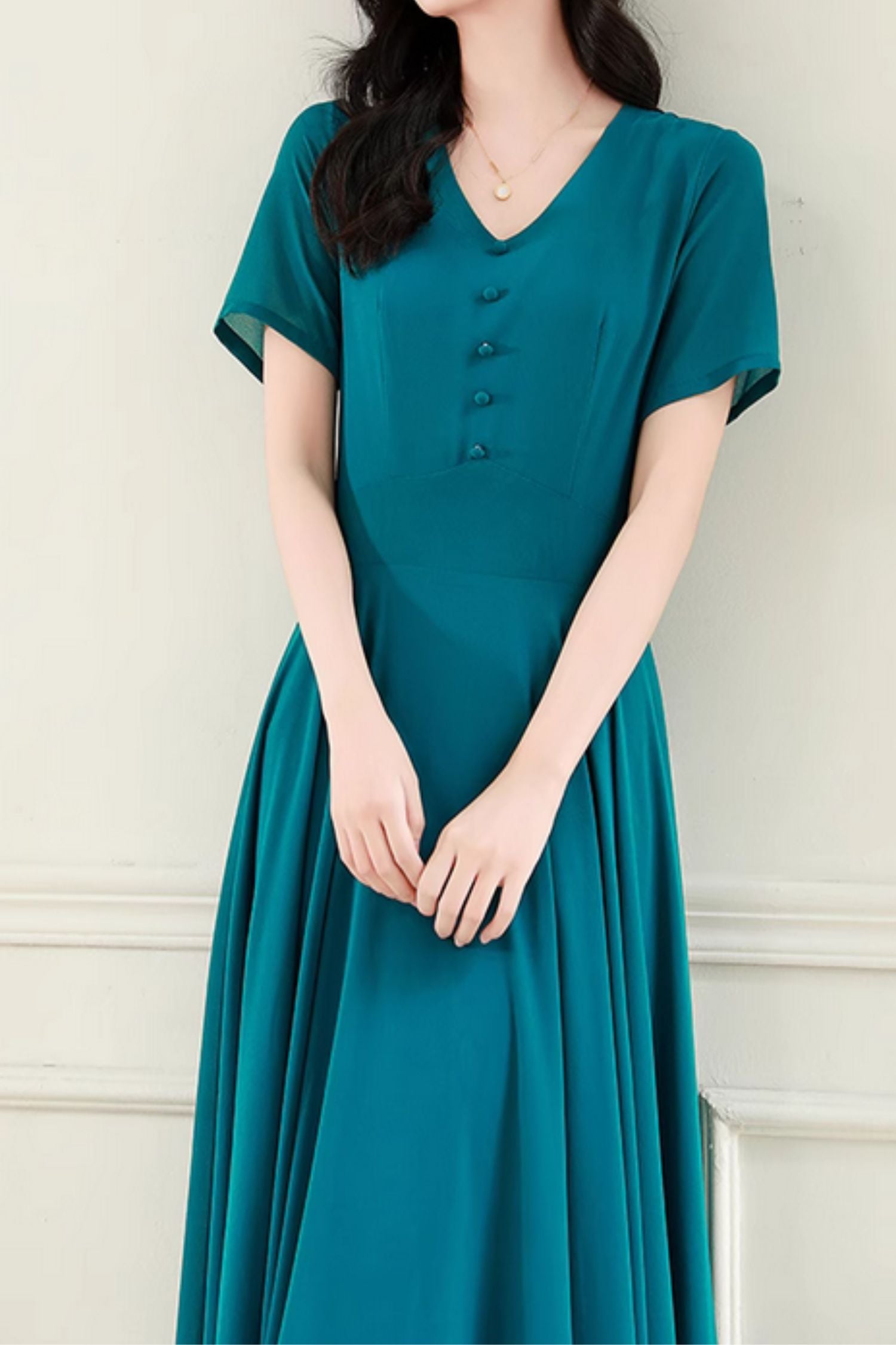 Teal Chiffon Maxi Dress