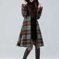 Hooded midi plaid winter wool coat women 4784