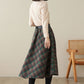 Midi Swing Circle Wool Plaid Skirt 4623