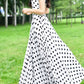 Black and white maxi summer chiffon dress 5158