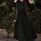 Long Dark Green Hooded Wool Coat 3870