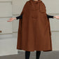 Handmade Wool Hooded Cape – Vintage Winter Cloak Coat with Pockets 6527
