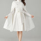 White Wool Cape Coat – Elegant Belted Winter Dress Coat | Xiaolizi 6575