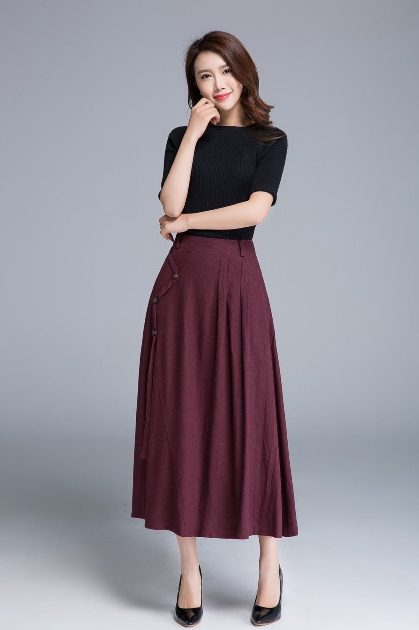 Women's long swing summer linen skirt 1672