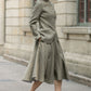 Army green asymmetrical linen jacket 5681