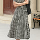 Black and white summer plaid linen wrap dress 4948