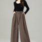 Wide leg palazzo winter wool pants 5240