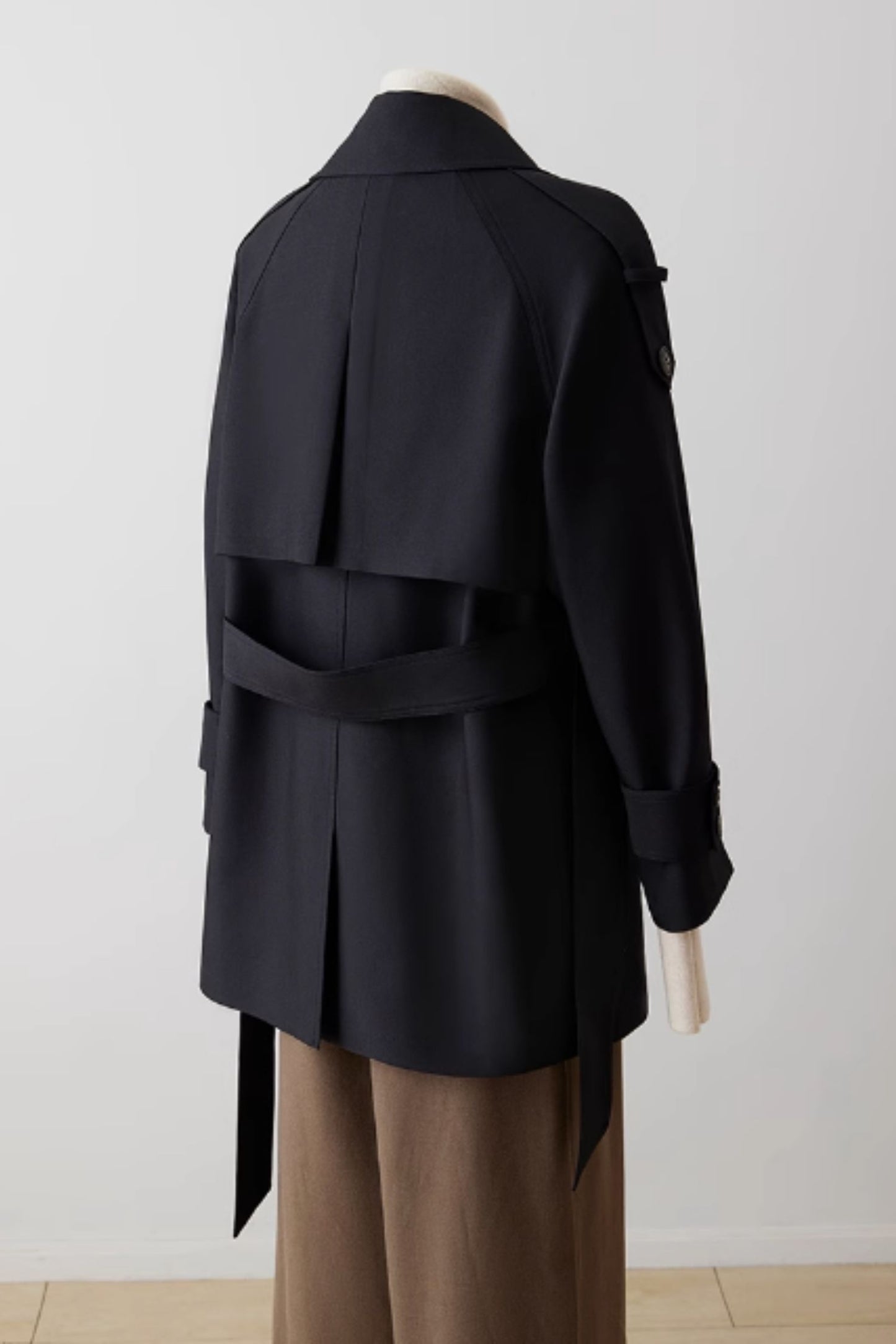 Black short trench coat for women 5376