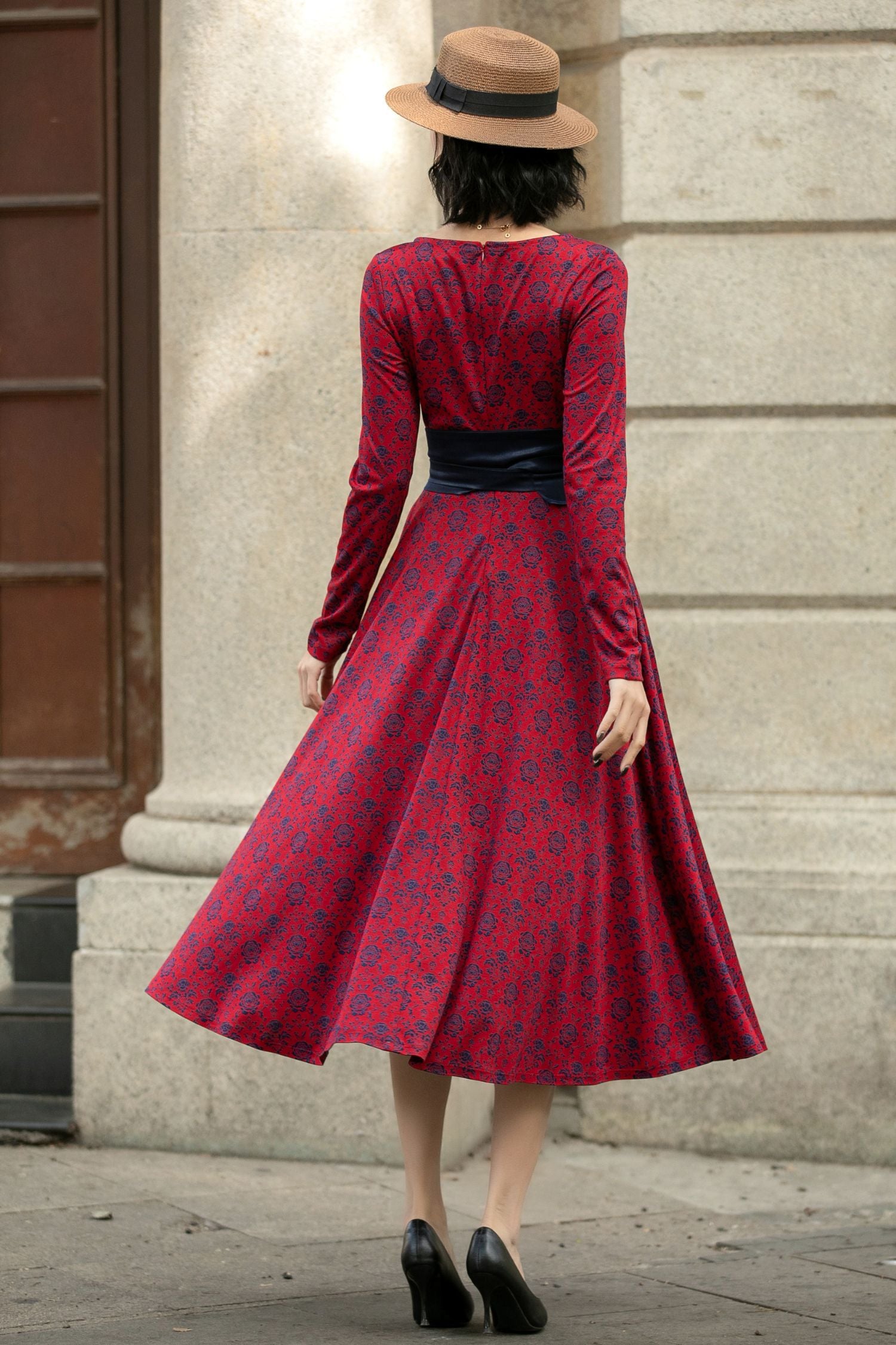 Stretch Floral Belted Midi Dress Spring/Summer | Xiaolizi 5687 Floral / XL Stretch Floral Belted Midi Dress Spring/Summer | Xiaolizi 5687 Floral / XL