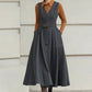 Gray Handmade Wool Pinafore Midi Dress – Vintage A-Line Style 6614