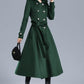 Green Long Wool Trench Coat with Hood 3212