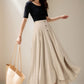 A line beige maxi linen skirt women 5069