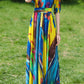 Printed swing bohemian maxi chiffon dress 5001