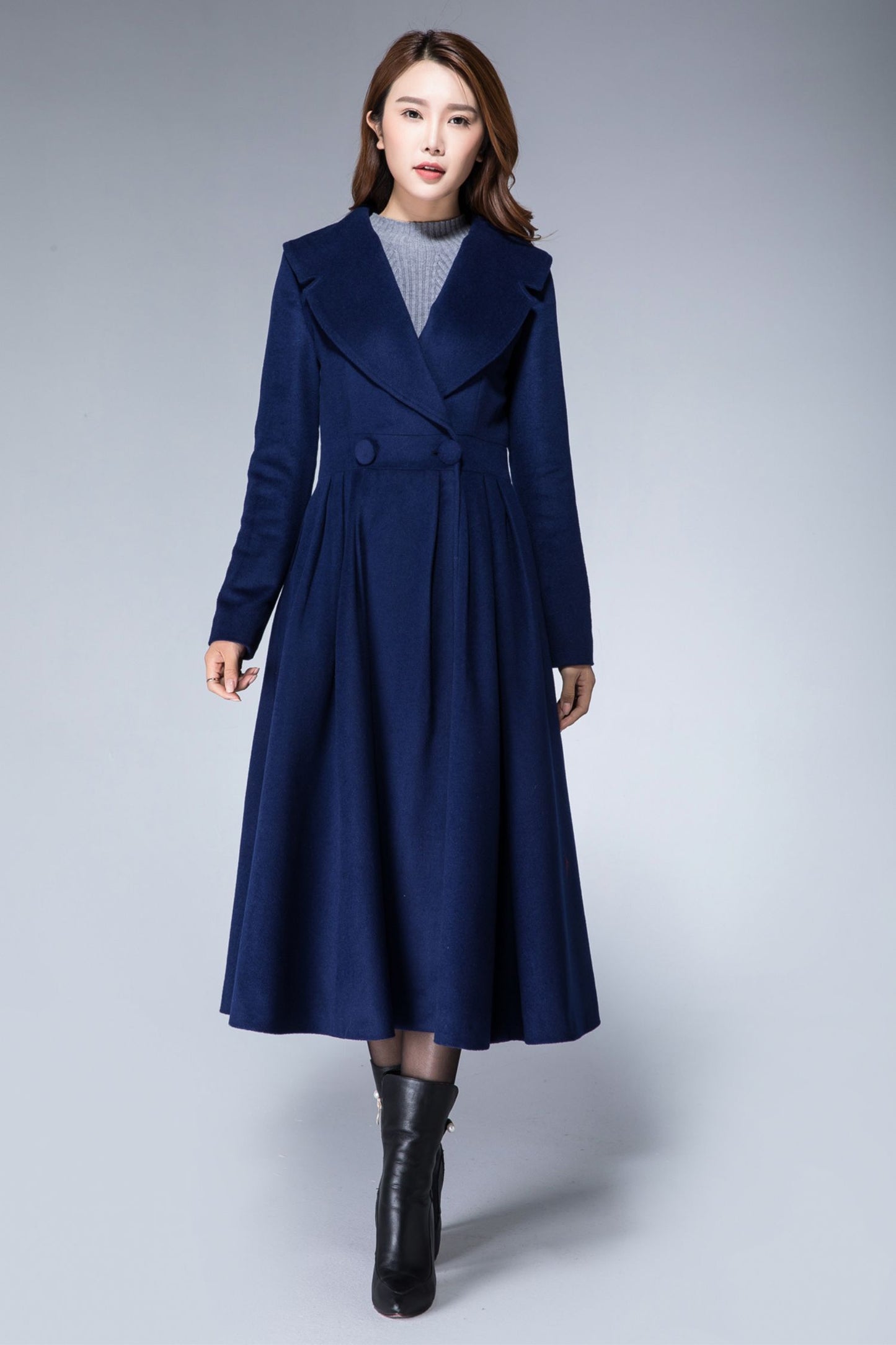 Wool Princess coat Vintage inspired Swing coat 1866#