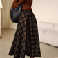 Vintage inspired long plaid winter wool skirt 5416