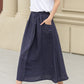 Button up midi summer linen skirt 4944