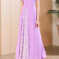 Block color maxi purple chiffon dresses 5010