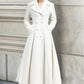 White Double Breasted Long Wool Coat 3235