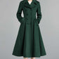 Vintage inspired Long wool green coat  2398