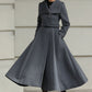 Handmade Vintage Wool Coat – Gray Fit and Flare Belted Midi Winter Coat 6617