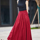 Casual Linen maxi Skirt with pleated Pockets  2176