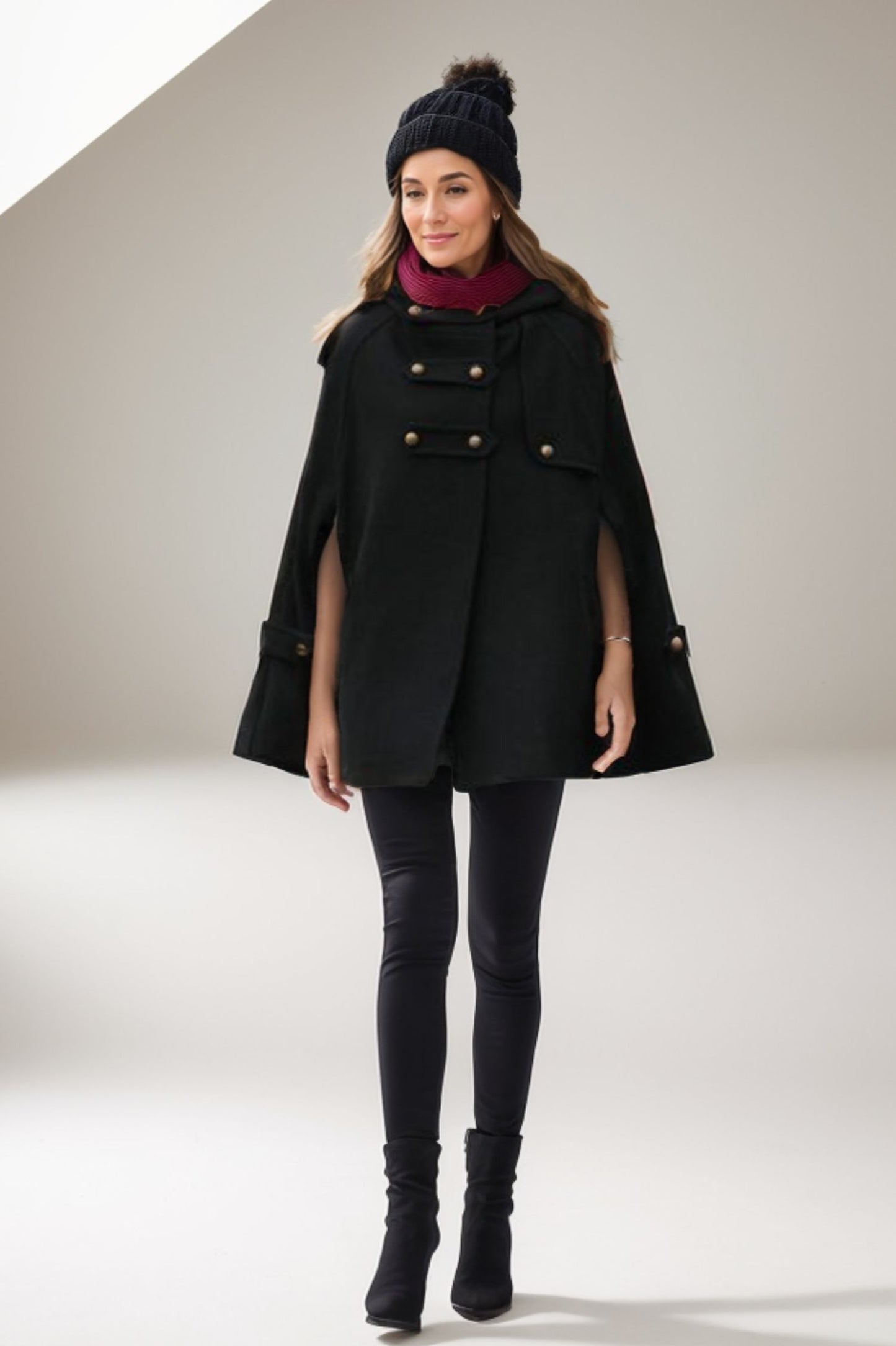 Warm winter wool cape coat women 5219