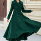 Green long double breasted winter wool coat 5452