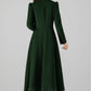 Green A-Line Long Wool Coat 5488