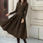 Retro plaid midi wool dress women 5302