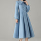 Sky Blue Wool Princess Coat – Vintage Fit and Flare Swing Winter Coat | Xiaolizi 6576