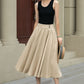 Swing midi summer linen skirt women 5238