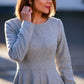 Gray long sleeves wool dress winter women 4143