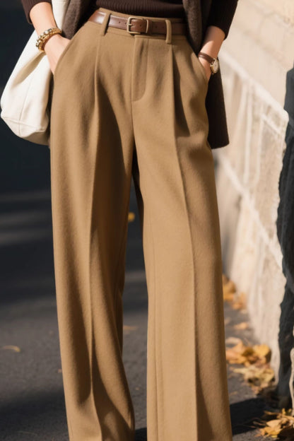 Wide Leg Wool Pants – High Waist Tailored Winter Trousers 6653