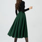 Button front green midi wool skirt 5322