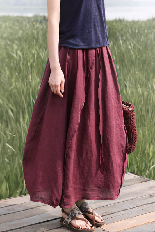 Asymmetrical bubble linen skirt summer 4347