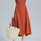 Orange Sleeveless Midi Linen Dress 3617